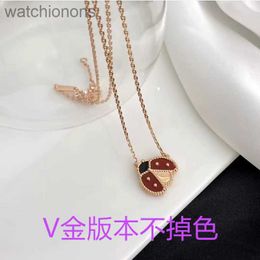 Luxury Top Grade Vancelfe Brand Designer Necklace High Version Four Leaf Clover Ladybug Necklace Plated with 18k Rose High Quality Jeweliry Gift