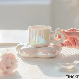 Mugs 300ml Korean Style Simple High Appearance Level Coffee Cup Cute Flower Ceramic Milk Set Send Friends The Gift