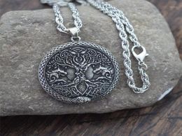 Pendant Necklaces 12pcs Tree Of Life Wolf Necklace Ouroboros Viking Talisman Norse World Jewelry3096983