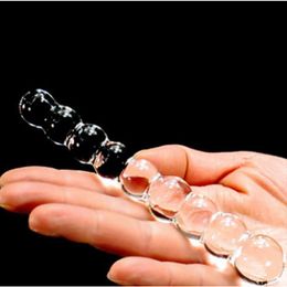 Candiway Crystal Clear Glass Dildo Anal Beads Plug G-spot Stimulation Female Masturbation Adult sexy Toys For Lesbian