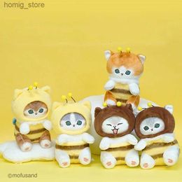 Plush Keychains 23cm Cartoon Shark Cat Turn in to Bee Plush Toys Cute Lovely Cat Animals Stuffed Dolls Homedecor Plush Pillow Girl Plush Gift Y240415