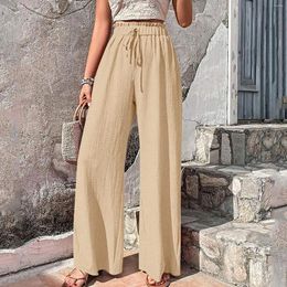 Women's Pants Wide-Leg Trousers Ladies High Waist Regular Fit Palazzo With Pocket Soild Casual Draping Straight Leg Trouser