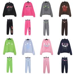 Tasarımcılar Bayan Erkek Hoodies Pantolon Bir Set Kış Tam Baskı Köpük Hip Hop Gevşek Sweatshirt Sweatpants