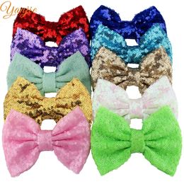 YANJIE Vintage 5 Big Sequin Bows Hair Ties Glitter Kids Barrette Trendy Fashion Hair Accessories for Women Headbands 240417