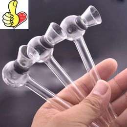 Two functions Glass Oil Burner Pipe Clear Glass smoking spoon Pipe for tobacco Hand dry herb Pipes Smoking Accessories 12cm lenght