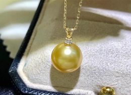 Real Gold AU750 Natural Southsea Pearl 1011mm Round Pendant Nice Wedding Party Jewellery Gift Chains5094693