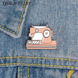 Brooches QIHE JEWELRY Sewing Machine Enamel Pin Pink Lapel Pins Badges Denim Jeans Bags Gift For Handcraft Lover