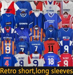 87 90 92 93 94 95 96 97 99 01 08 Glasgow Rangers fc Retro soccer jerseys GERRARD GASCOIGNE LAUDRUP gerrard MCCOIST football shirt Home away 1995 1996 1997 Blue white red