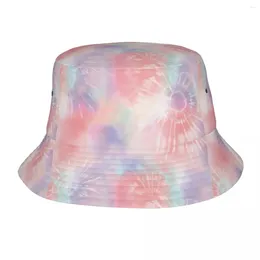 Berets Soft Pastel Bucket Hat Tie Dye Hawaii Fisherman Caps For Unisex Casual Vacation Sunscreen Hats Foldable Design Cap