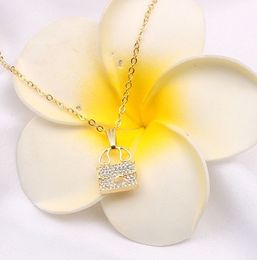 Korean fashion trend new micro inlaid bag necklace Simple fashion diamond clavicle chain women's necklace