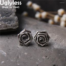 Stud Earrings Uglyless Paper Folding Rose Flowers Studs For Women Exotic MINI Floral Thai 925 Sterling Silver Brincos Retro