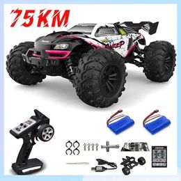 Diecast Model Cars 1 16 75KM/H or 50KM/H four-wheel drive RC car with LED remote control high-speed drift monster car for children and Wltoys 144001 toy J240417