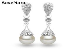 Classic 925 Sterling silver Clear Crystal Long Drop Earrings Teardrop Bridal Party Wedding Jewelry for Women Whole33401223270339