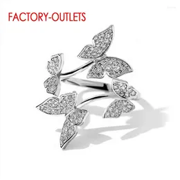 Cluster Rings Butterfly Pattern Crystal Adjustable Finger For Women 925 Silver Needle Ring Fashion Christmas Jewelry Gift