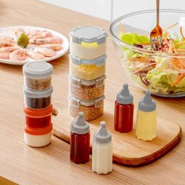 Storage Bottles Seasoning Jar Mini Barbecue 4pcs Salad Outdoor Bottle Containers Spice Kitchen Portable Plastic Dressing Tool Box Sauce