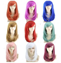 WoodFestival cosplay wig for women long straight wigs synthetic Fibre hair heat resistant red blue white burgundy wig party3462222