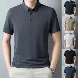 Men's Polos Summer Ultrathin POLO Shirt Ice Silk Elastic Breathable T-shirt Traceless Wrinkle Resistant And Pilling