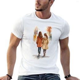 Men's Polos Watercolour Girls In Autumn T-Shirt Korean Fashion Quick-drying Anime Short Sleeve Tee Oversized T Shirt Men