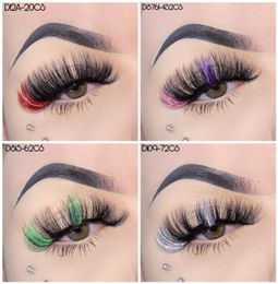 Colored Eyelash Wispy Fluffy Glitter Faux 3D Mink Lash highlighter brush For Daily Makeup5687421