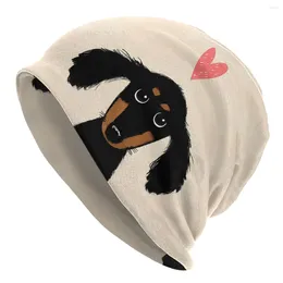 Berets Puppy Love Cute Bonnet Homme Fashion Dachshund Sausage Dog Thin Skullies Beanies Caps Style Hats