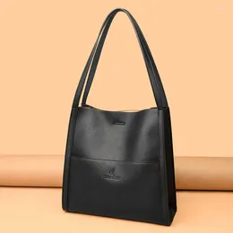 Drawstring 2024 Trend Women Simple Bag Female Luxury Shoulder Bags Lady Soft Leather Designer Tote Bucket Large Handbag Purses