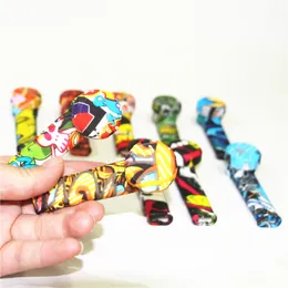 Silicone Hand Pipe Multi Designs Water pipes Tobacco Smoking Pipes Cartoon Figure multi designs for Dry Herb