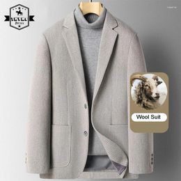 Men's Suits 2024 Slim Suit Jacket Fit Fashion Blazers Elegant Thick Woolen Jackets Vingate Casual Business Wedding Wool Blazer