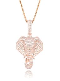 iced out elephant pendant necklaces for men luxury designer mens bling diamond animal pendants gold silver rose gold chain necklac6819195