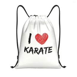 Shopping Bags Custom I Love Karate Drawstring Backpack Men Women Lightweight Martial Arts Gym Sports Sackpack Sacks For