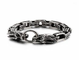 Charm Bracelets 220mm Punk Animal Dragon Bracelet Men Stainless Steel Box Chain Armband Jewellry Accessories 202114705231