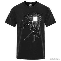 Men's T-Shirts CPU Processor Circuit Diagram T Shirt Men Summer Cotton T-shirt Mens Funny Tops Fashion Tees Homme Brand Unisex Clothes C99
