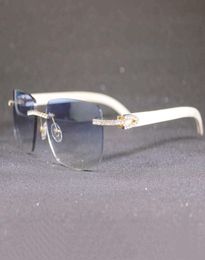 Retro -Strass -Rahmenrahmen ohne Sonnenbrille Männer und Frauen Metall natürlicher Büffel Horn Holz Platz im Freien 6it31050138