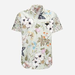 Men's shirt, men's casual shirt, business social T-shirt, cocktail party shirt brand, four seasons slim fit fashion, men's short sleeved designer floral shirtS-3XL