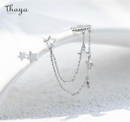 Thaya Silver Colour Star Dangle Earring For Women With Chain Light Purple Crytals Earrings High Quality Elegant Fine Jewellery 2202142593446