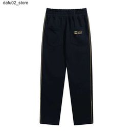 Men's Pants Pants Men Women Casual Gold Striped Pants Drawstring Ribbon Classic letter Embroidery Sweatpants Green Apricot Trousers Q240417