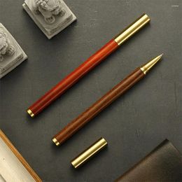 High Quality Wood Body Gel Pen 0.5mm Black Signature Quick-drying Ballpoint Writing School Office Stationery Gift