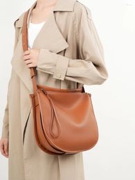 Totes Lazy Wind 2024 Minimalist Comfort Soft Genuine Leather Tote Bag Cowhide Commuter High Capacity Crossbody Shoulder