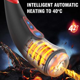 Automatic Sucking Male Masturbator Heating Vagina Masturbation Blowjob Sex Toys for Men LCD Display Mastubator Adults Supplies 240417