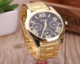 Wristwatches 2022 Brand 3 Eyes Gold Geneva Casual Quartz Watch Women Stainless Steel Dress Watches Relogio Feminino Ladies Clock1521552