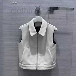 Women's Vests Designer Genuine leather vest 2024 spring new slim fit and slimming temperament short style lapel lambskin vest jacket WV33