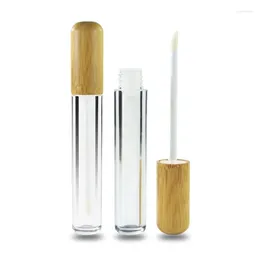 Storage Bottles 100pcs Lip Gloss Containers 5ml /6ml Bamboo Lipgloss Tube Engraving Logo Empty Tubes