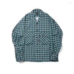 Men's Casual Shirts 22SS Japanese City Boy Vintage Loose And Women's Plaid Multi Pocket Long Sleeve Shirt Coat High Street