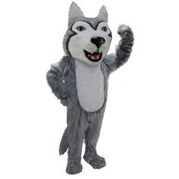 2024 High quality Big Head Grey Husky Mascot Costumes Hallowen Stage Performance Activity Sales Promotion Christmas dress Costuming