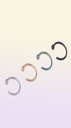 Nose Rings Studs 6810Mm Punk Stainless Steel Fake Nose Ring C Clip Lip Earring Helix Rook Tragus Faux Septum Body Piercing Jewel3677715