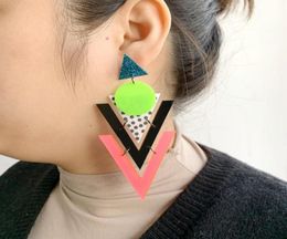 Colourful Triangle Dangle Earring Woman Geometric Large Drop Earrings for Women Fashion Jewellery Acrylic Accessories6865690