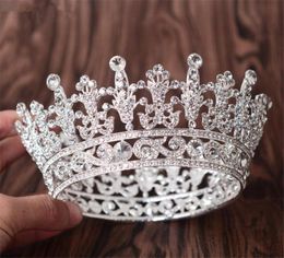 Bütün kraliçe taç tiara düğün gelin kristal rhinestone saç aksesuarları kafa bandı gümüş başlık prenses saç takı pro8489079