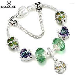 Charm Bracelets Autumn Purple And Green Leaf Butterfly Fine Bangles Family Tree Life Pendant Brand Womens Bracelet