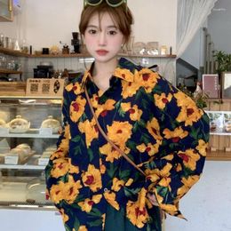Women's Blouses Style Vintage Harajuku Shirt Long-Sleeved Floral Print Chiffon Blouse Tops Blusas Mujer Tunics