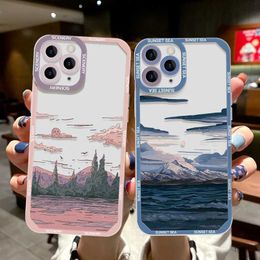 Cell Phone Cases Clear Landscape Phone Case For phone 13 Pro Case phone 14 15 Pro Max 11 12 Pro XR XS X 7 8 13 12 Mini SE Anime Scenery Cover