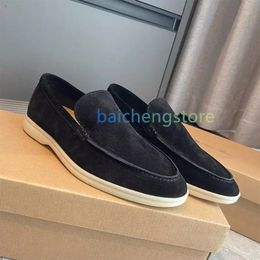 2024 Summer LP Loafers Flat Low Mens Casual Shoes Suede Cow Leather Oxfords Moccasins Rubber Sole Men WOMEN LADY comfort step on L5